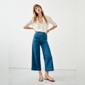 SPANXshape EveryWear Cropped Wide Leg Jeans with Patch Pockets Women’s Size S